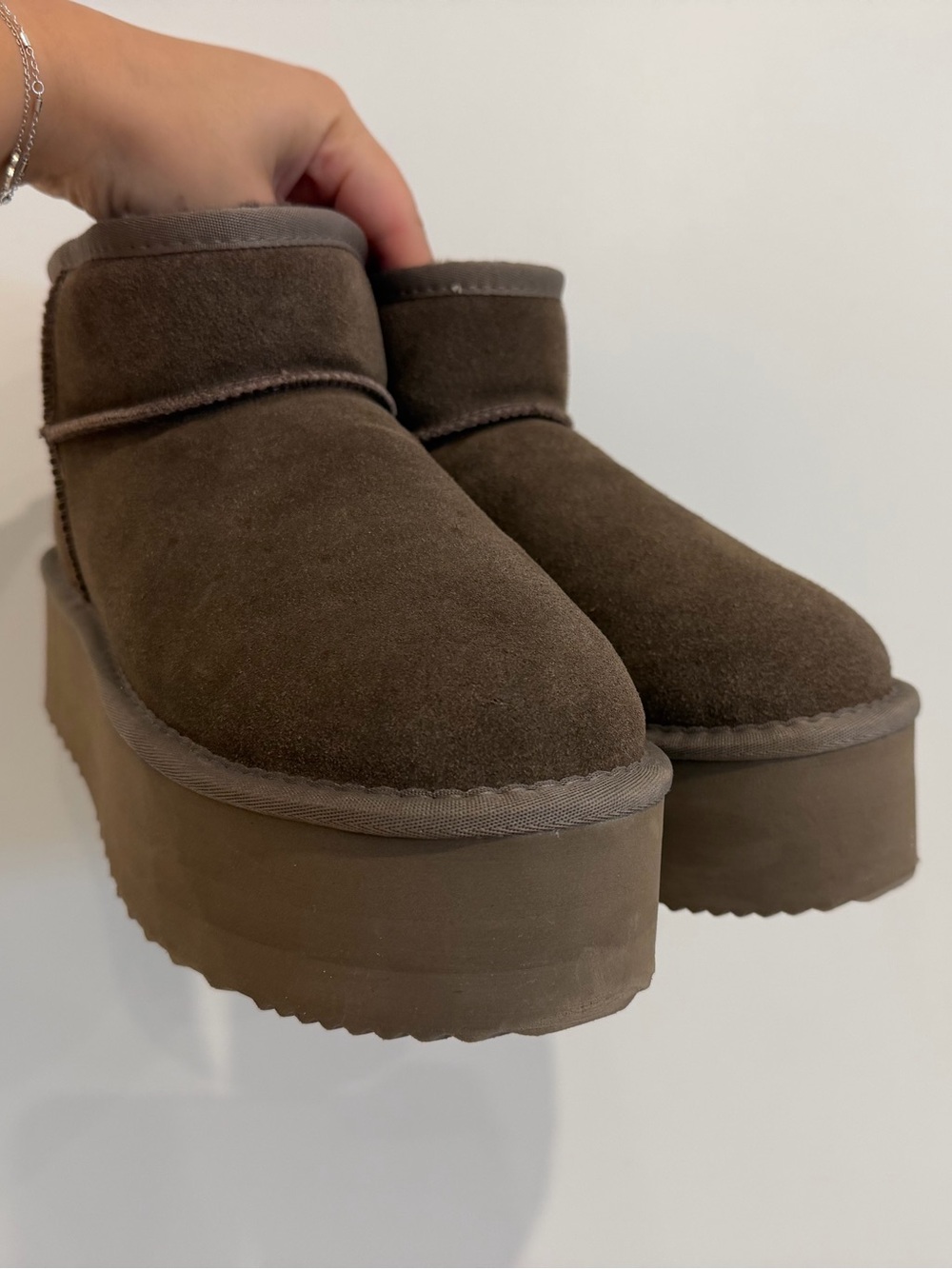 Dream Pairs Brown Suede Platform Ankle Boots